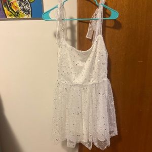 White sparkly mini dress
